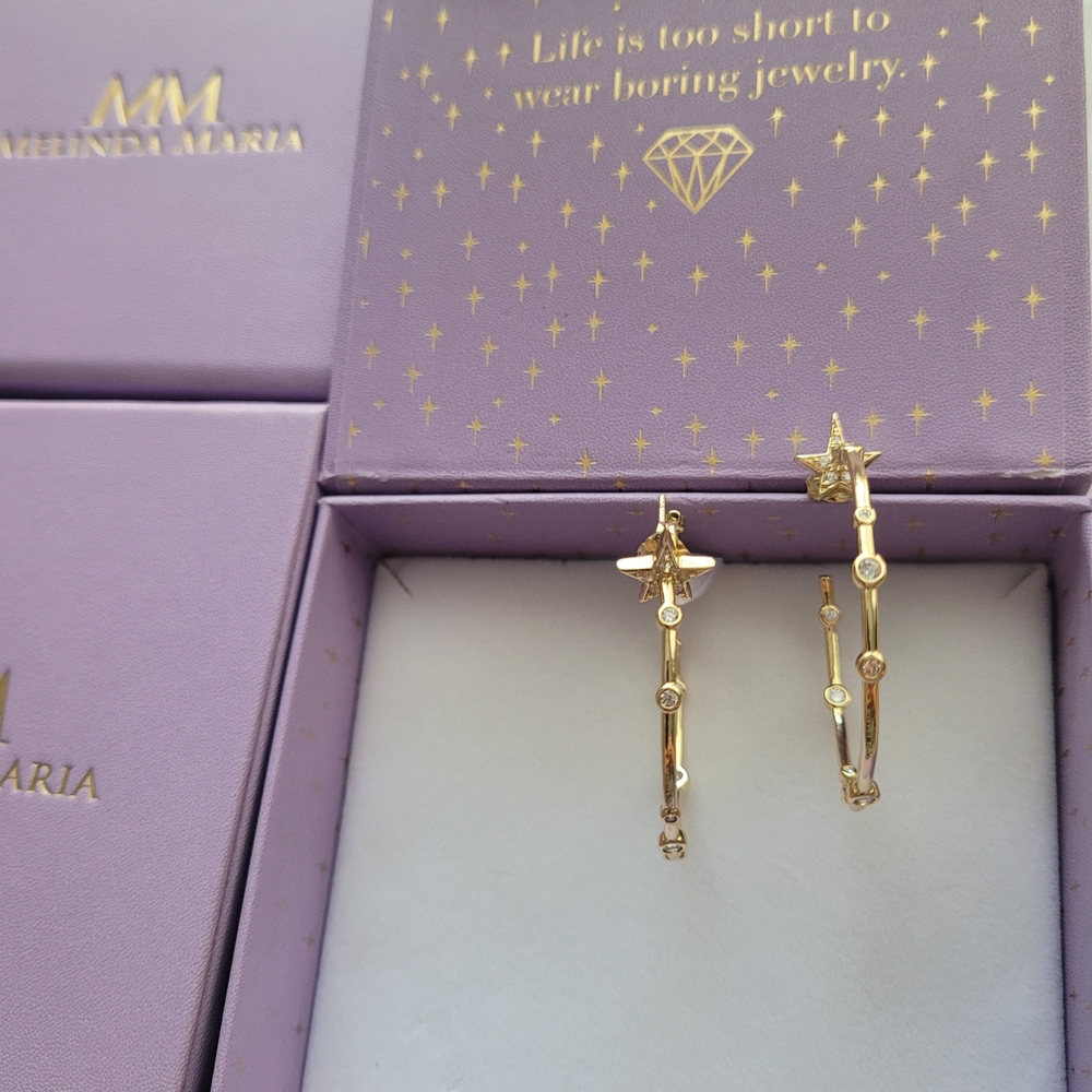 Melinda Maria Gold Star Hoop Earrings - Picture 4 of 7